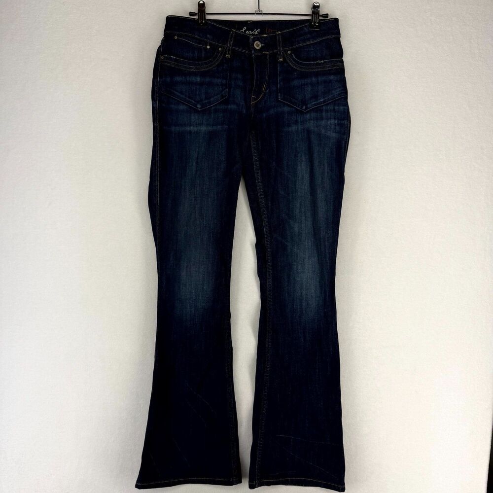 Levi's Womens Flare Denim Dark Blue Jeans 99% Cotton Womens Size 28 x 32